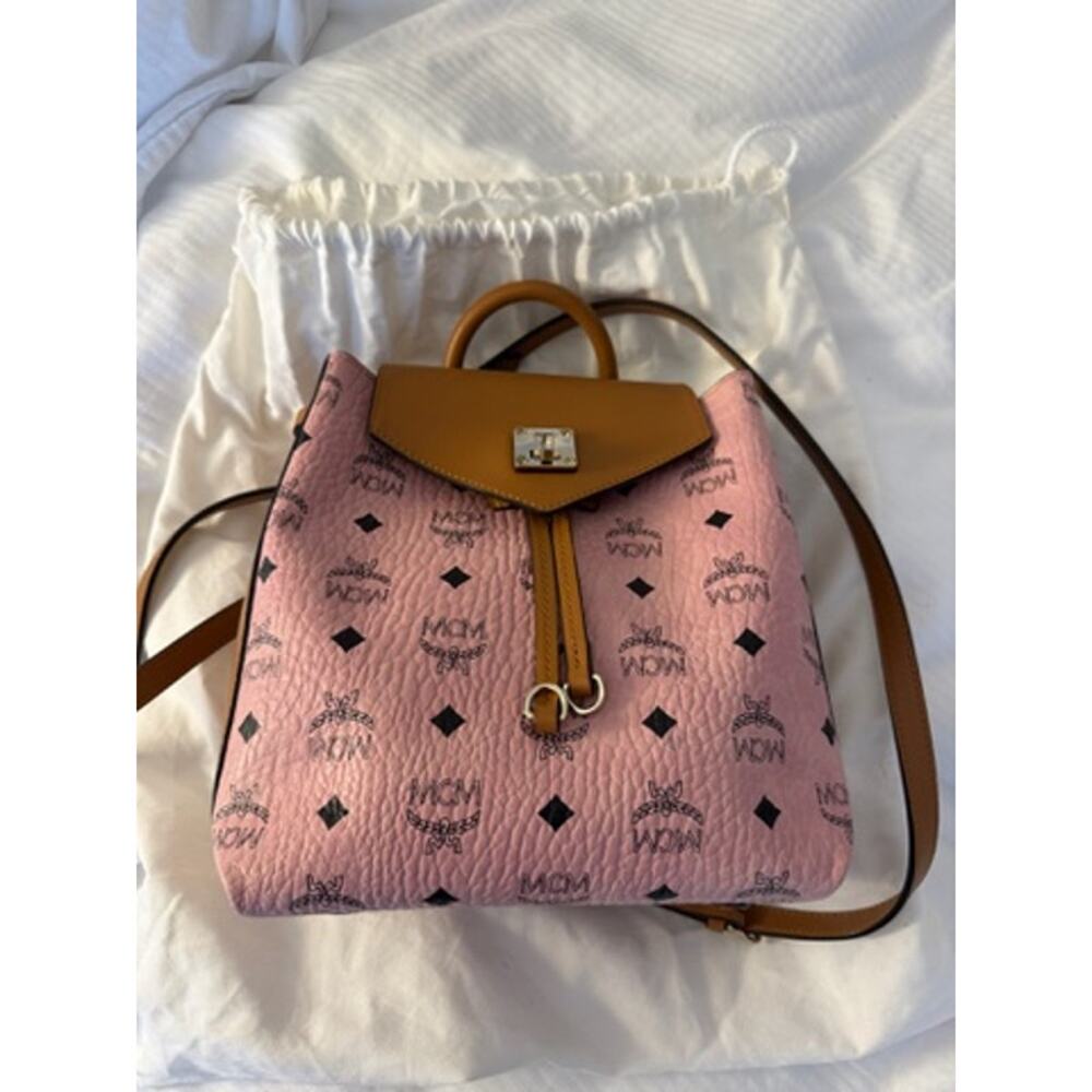 MCM Visetos Pink & Leather Backpack*Like New - Picture 2 of 8